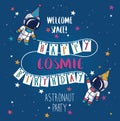 Funny greeting card for cosmic birthday party